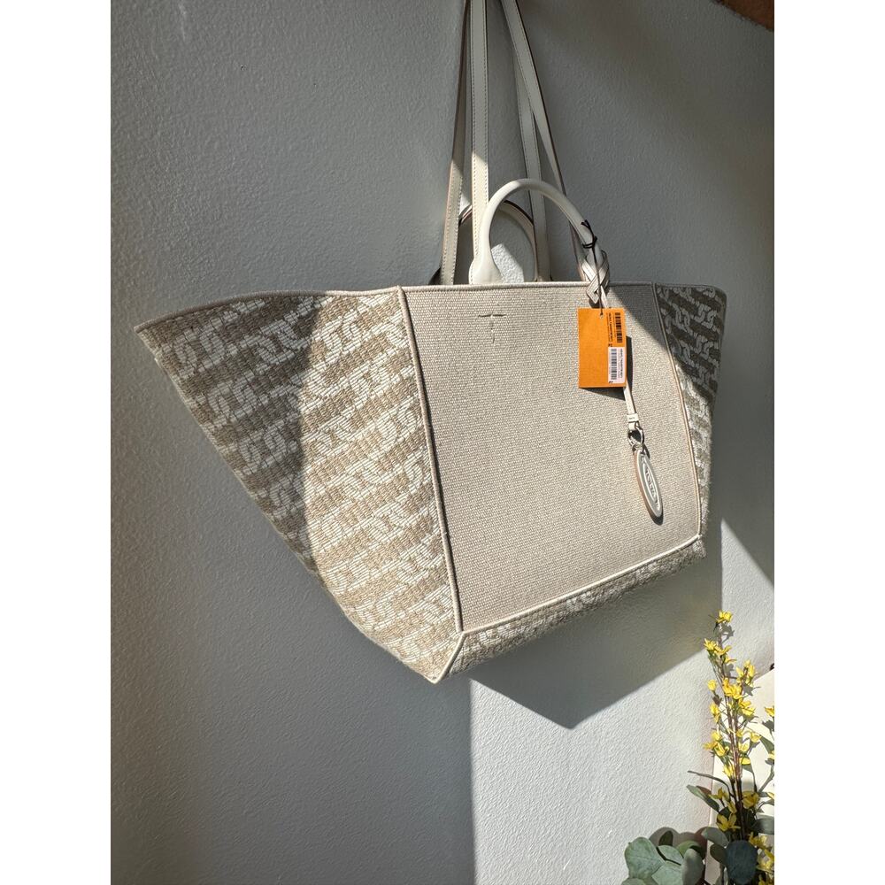 Tod's Logo Jacquard Canvas Tote Shopping Bag